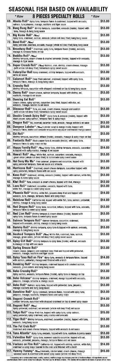 Jasmine Buffet Menu - Image 1